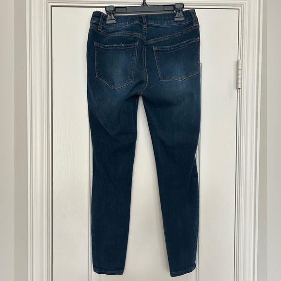 Refuge Dark Blue Distressed Skinny Jeans - Picture 2 of 3